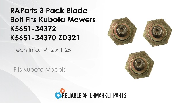 Amazon.com: RAParts 3 Pack Blade Bolt Fits Kubota Mowers